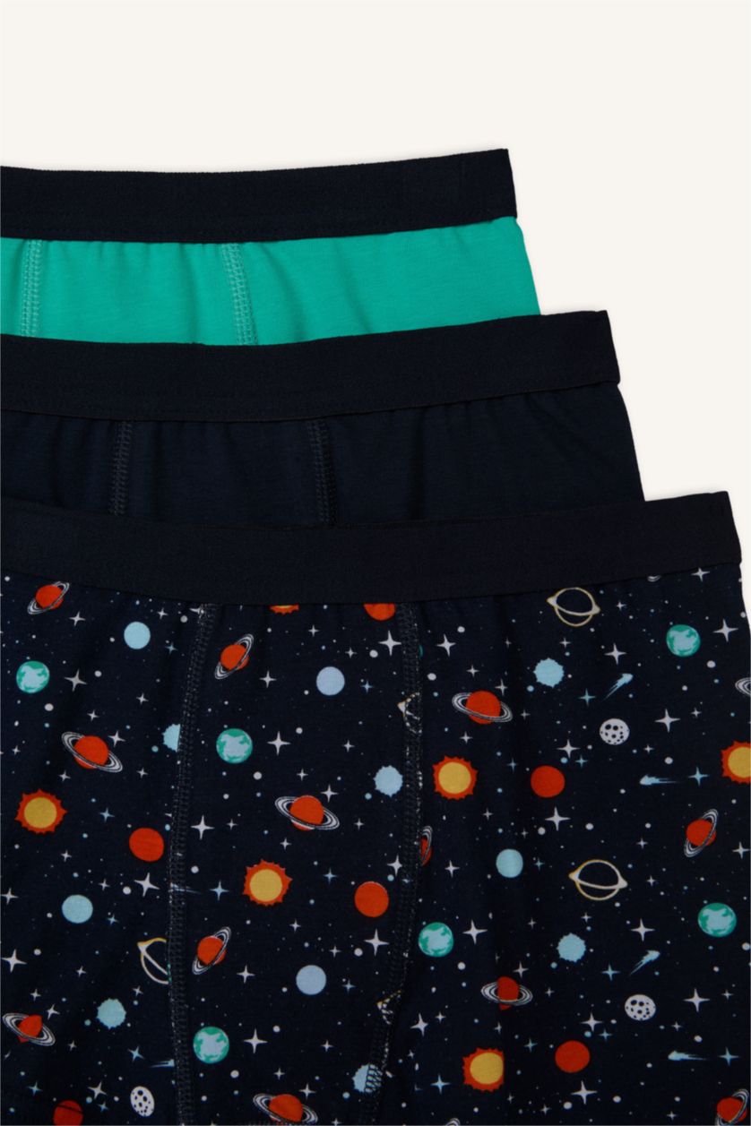 Erkek Çocuk - Genç Erkek Lacivert Desenli 3'lü Boxer Set Erkek Erkek Çocuk