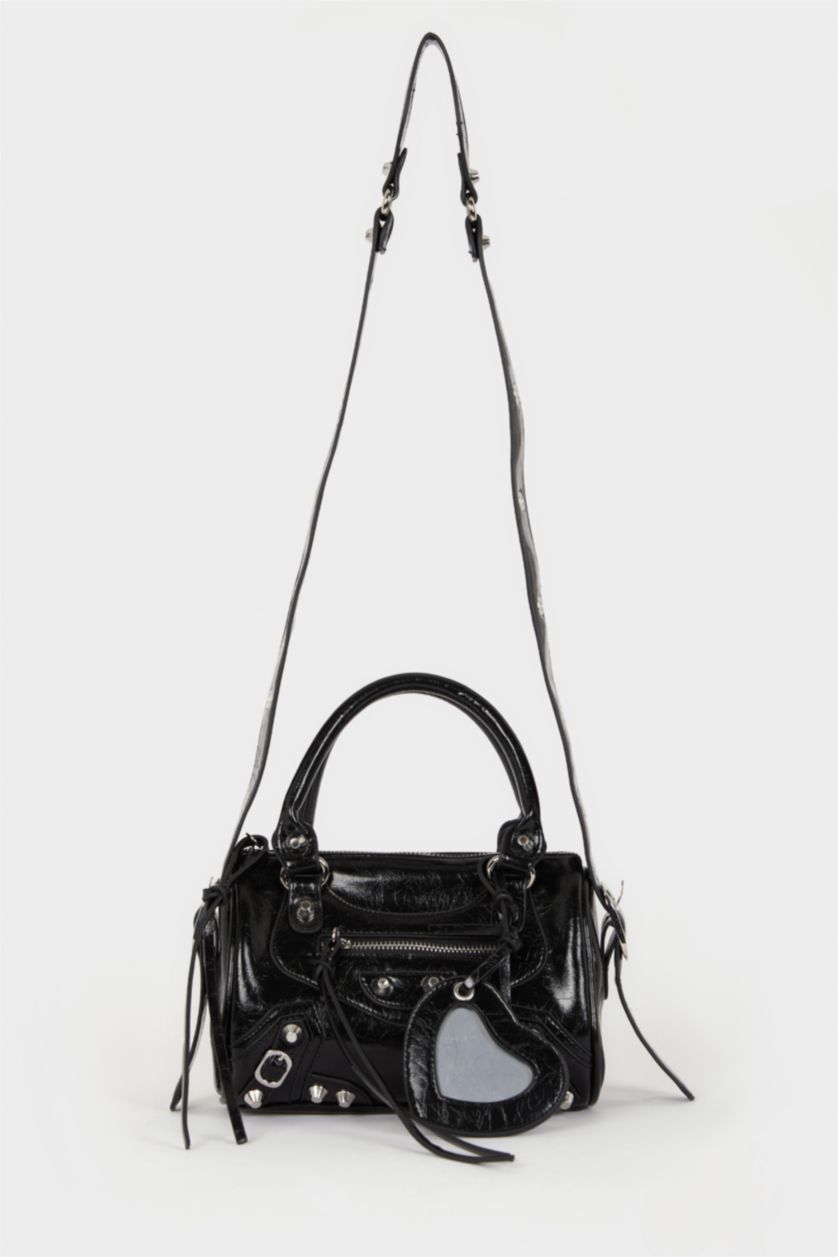 نساء أسود Faux Leather Shoulder bag