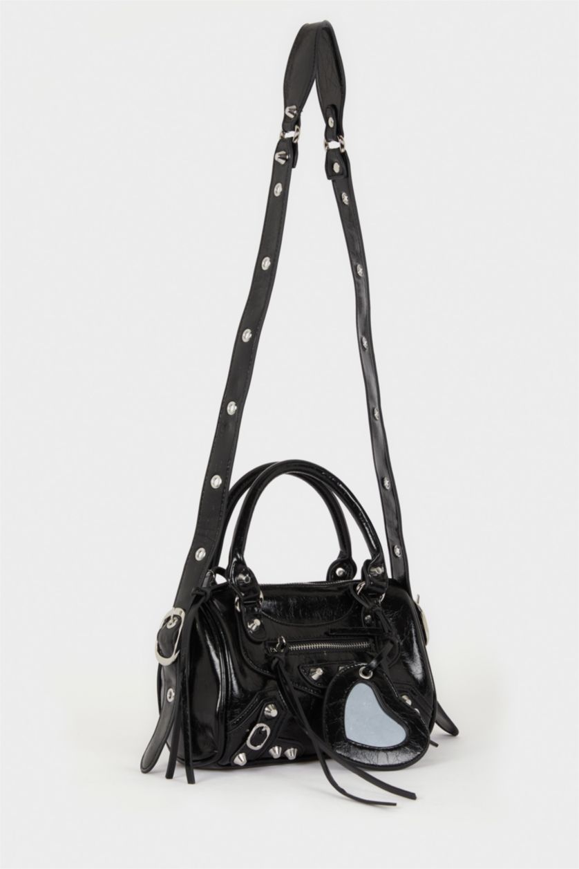 نساء أسود Faux Leather Shoulder bag