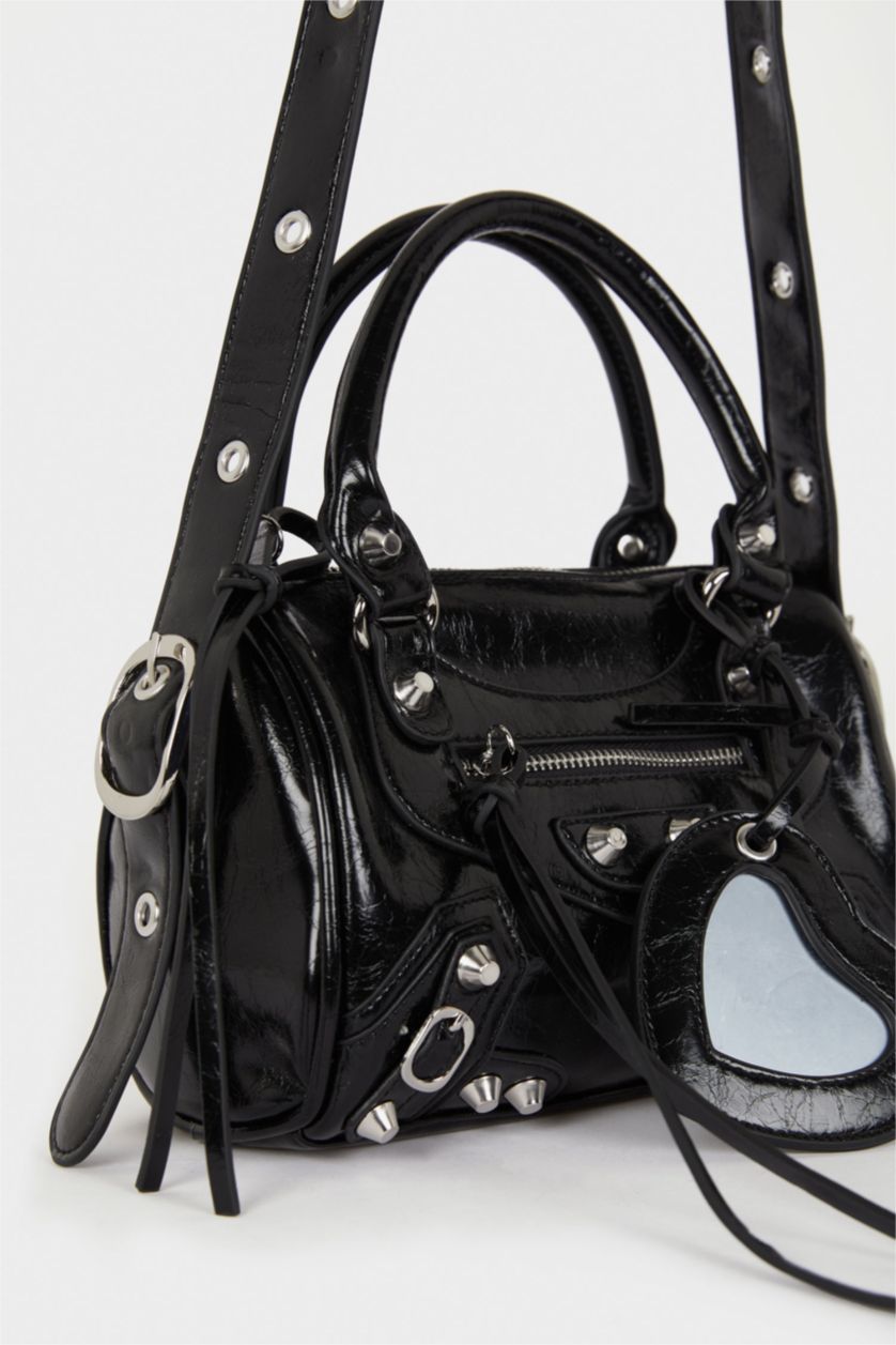 نساء أسود Faux Leather Shoulder bag