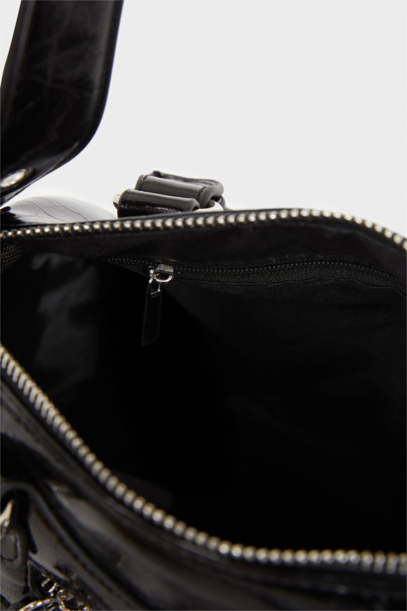 نساء أسود Faux Leather Shoulder bag