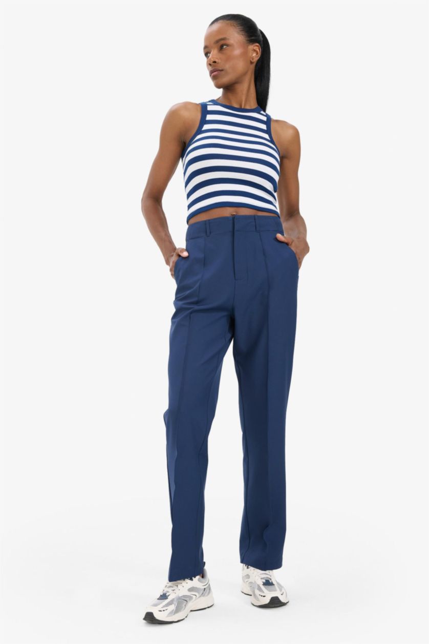 Woman NAVY DeFactoFit Standard Fit Woven Trousers