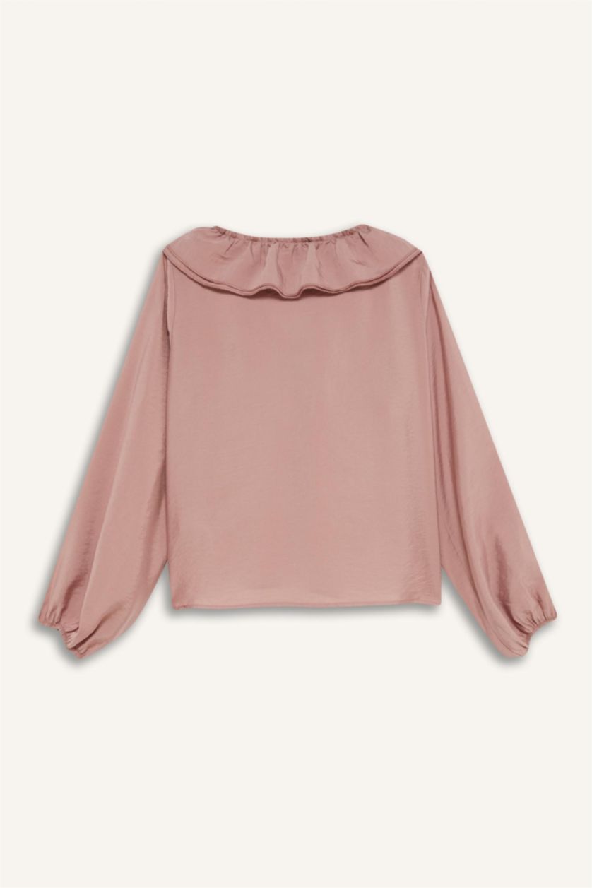 FEMME Bordeaux Chemisier à Manches Longues Coupe Régulière Col V