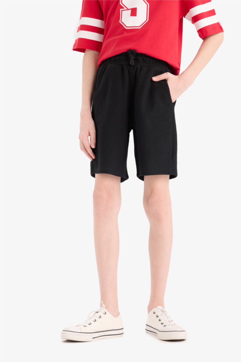 Erkek Çocuk - Genç Erkek Kırmızı 2'li Takım Baskılı Kısa Kollu Tişört Beli Lastikli Şort Erkek Çocuk