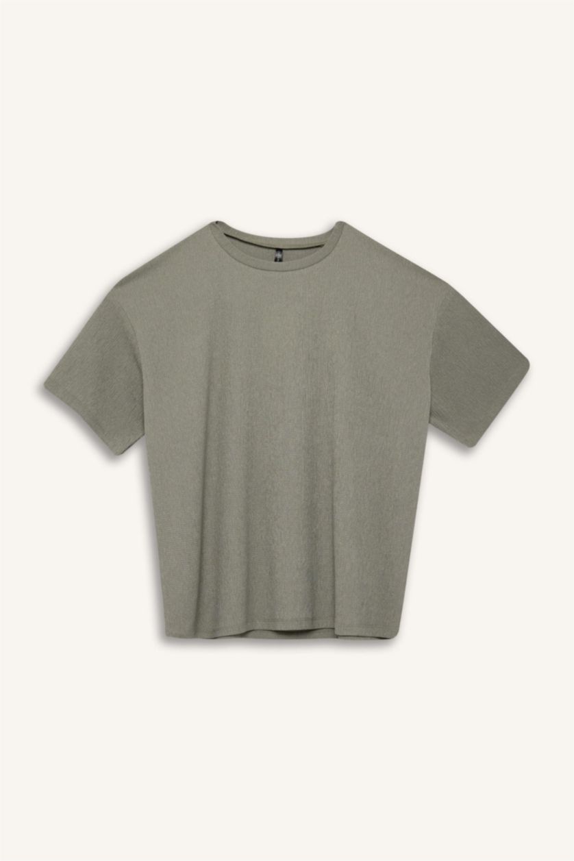 WOMAN Light Khaki Relax Fit Crew Neck Short Sleeve T-Shirt