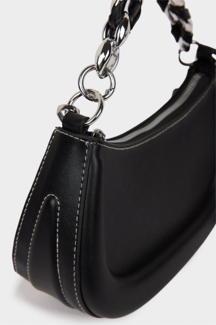 Women Black Faux Leather Shoulder bag