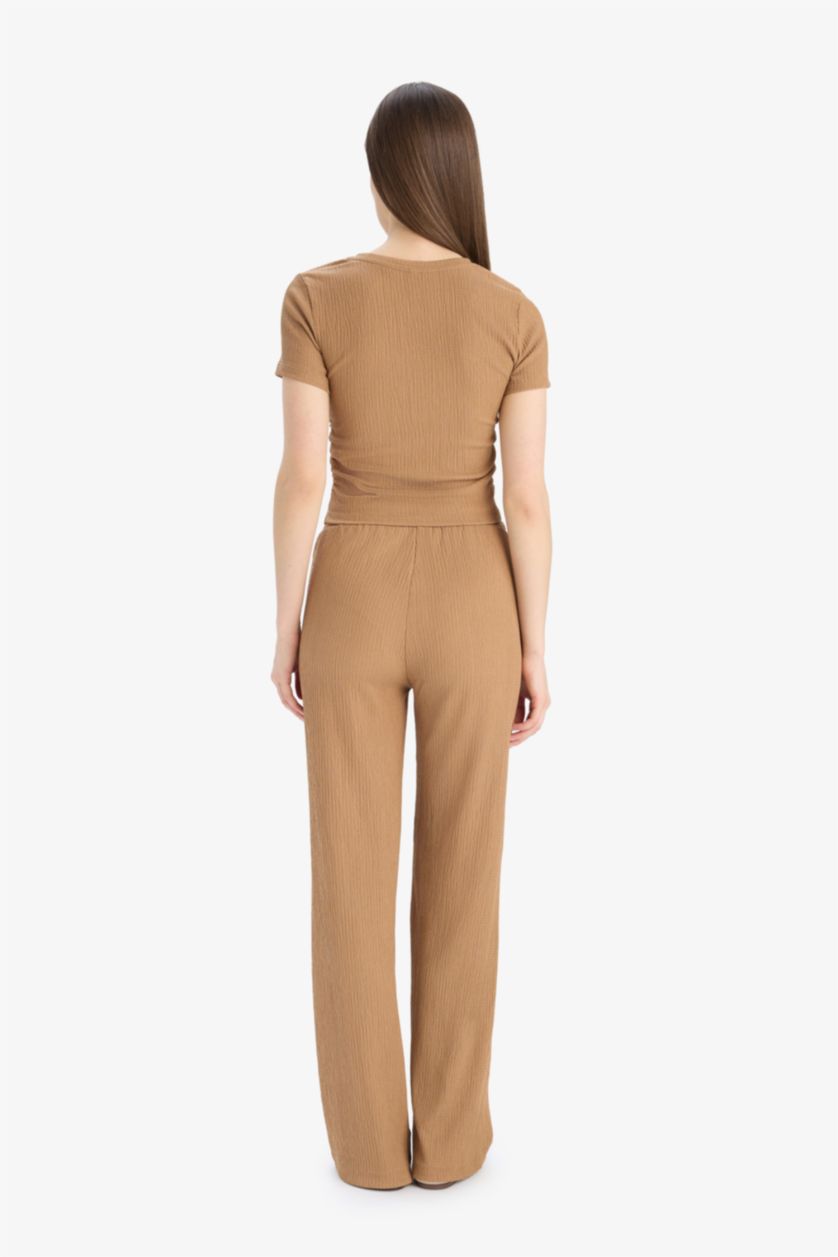 Kadın Vizon Straıght Fıt Bürümcük Pantolon