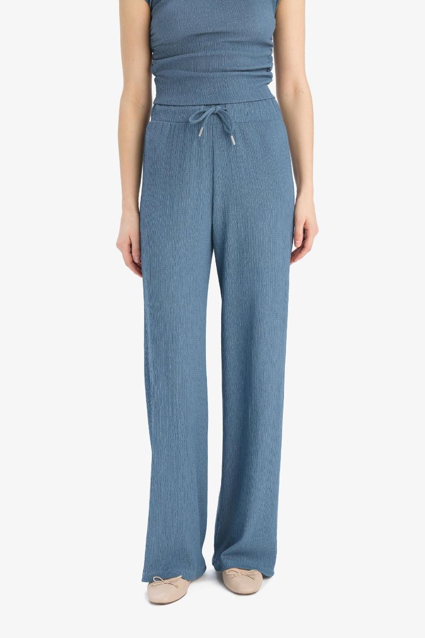 FEMME Indigo Clair Pantalon avec poches à coupe droite