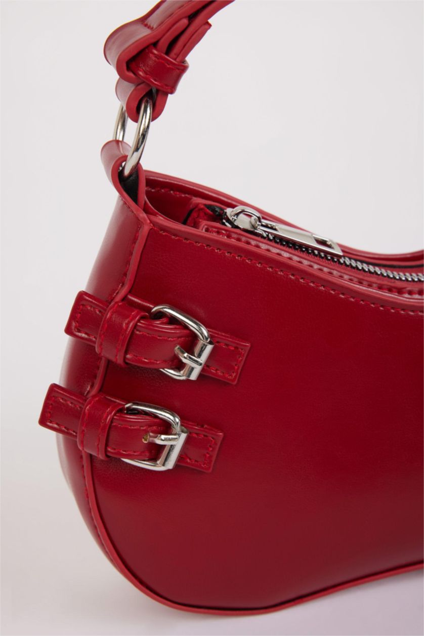 نساء أحمر حقيبة كتف نسائية من جلد صناعي