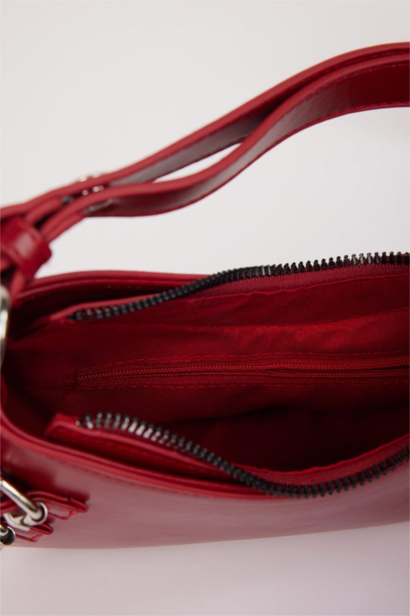 نساء أحمر حقيبة كتف نسائية من جلد صناعي