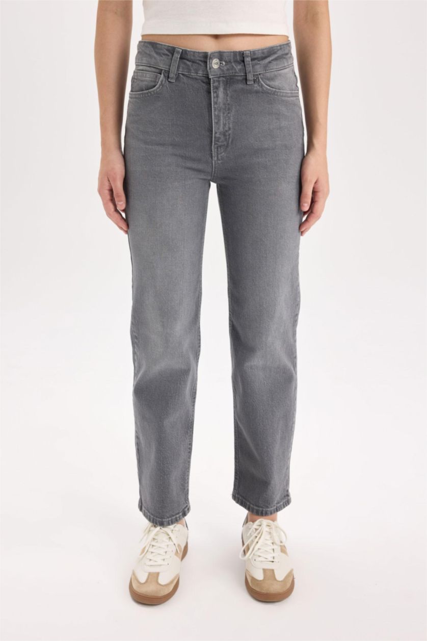 Kadın Antrasit Yüksek Bel Comfort Straıght Pantolon