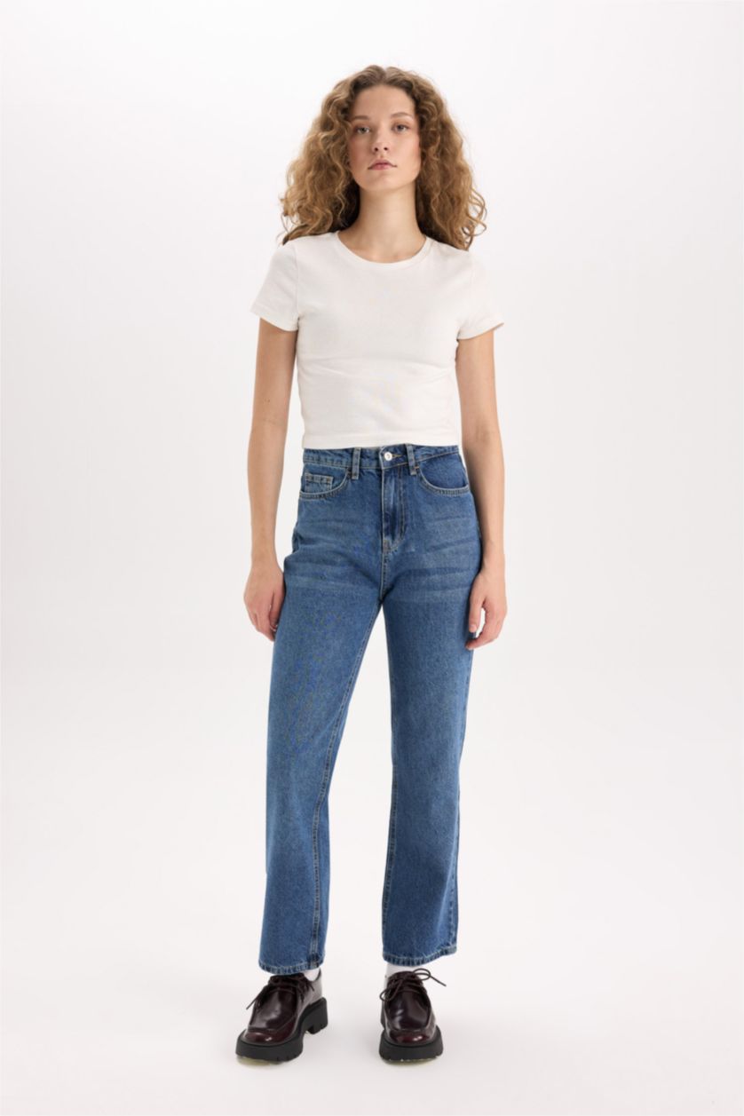 Women Dark Blue Straight Fit Jeans