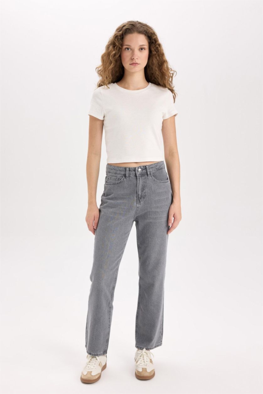 Woman Anthracite Straight Fit Jeans