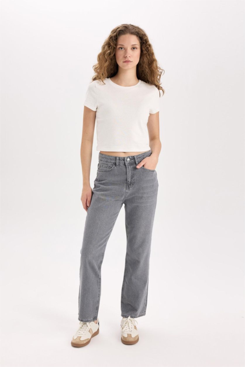 Woman Anthracite Straight Fit Jeans