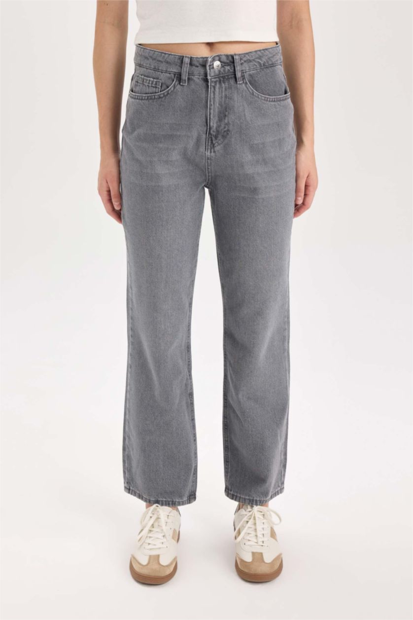 Woman Anthracite Straight Fit Jeans