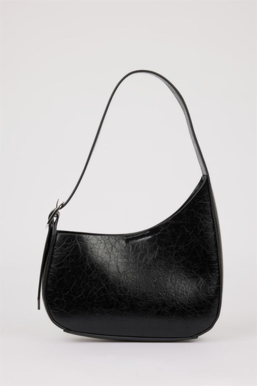 نساء أسود حقيبة كتف نسائية من جلد صناعي