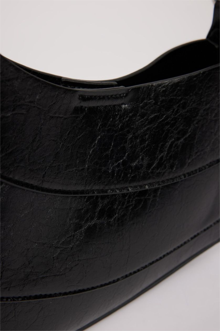 نساء أسود حقيبة كتف نسائية من جلد صناعي