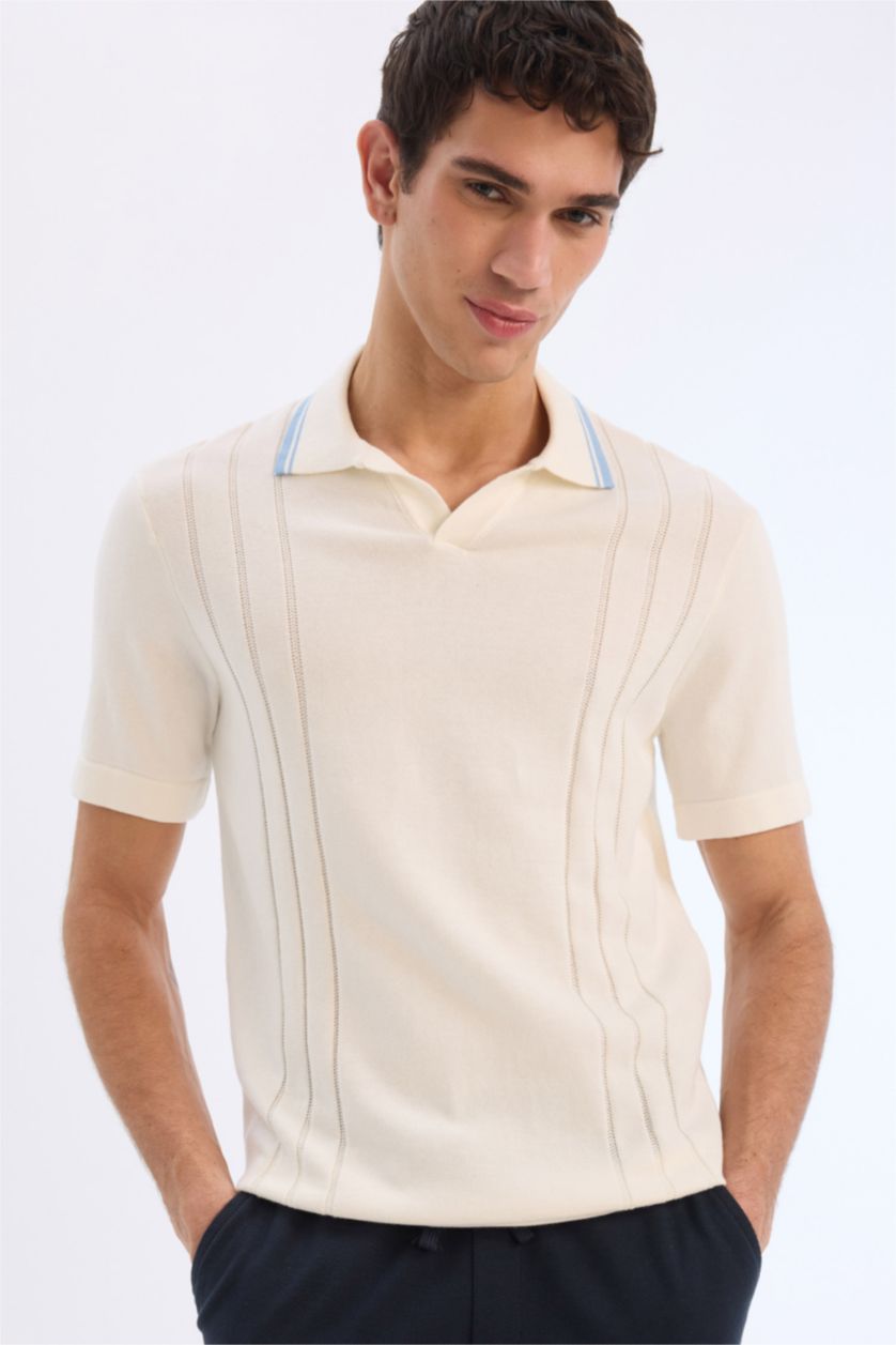 MAN White Standard Fit Short Sleeve Knitwear Polo T-Shirt