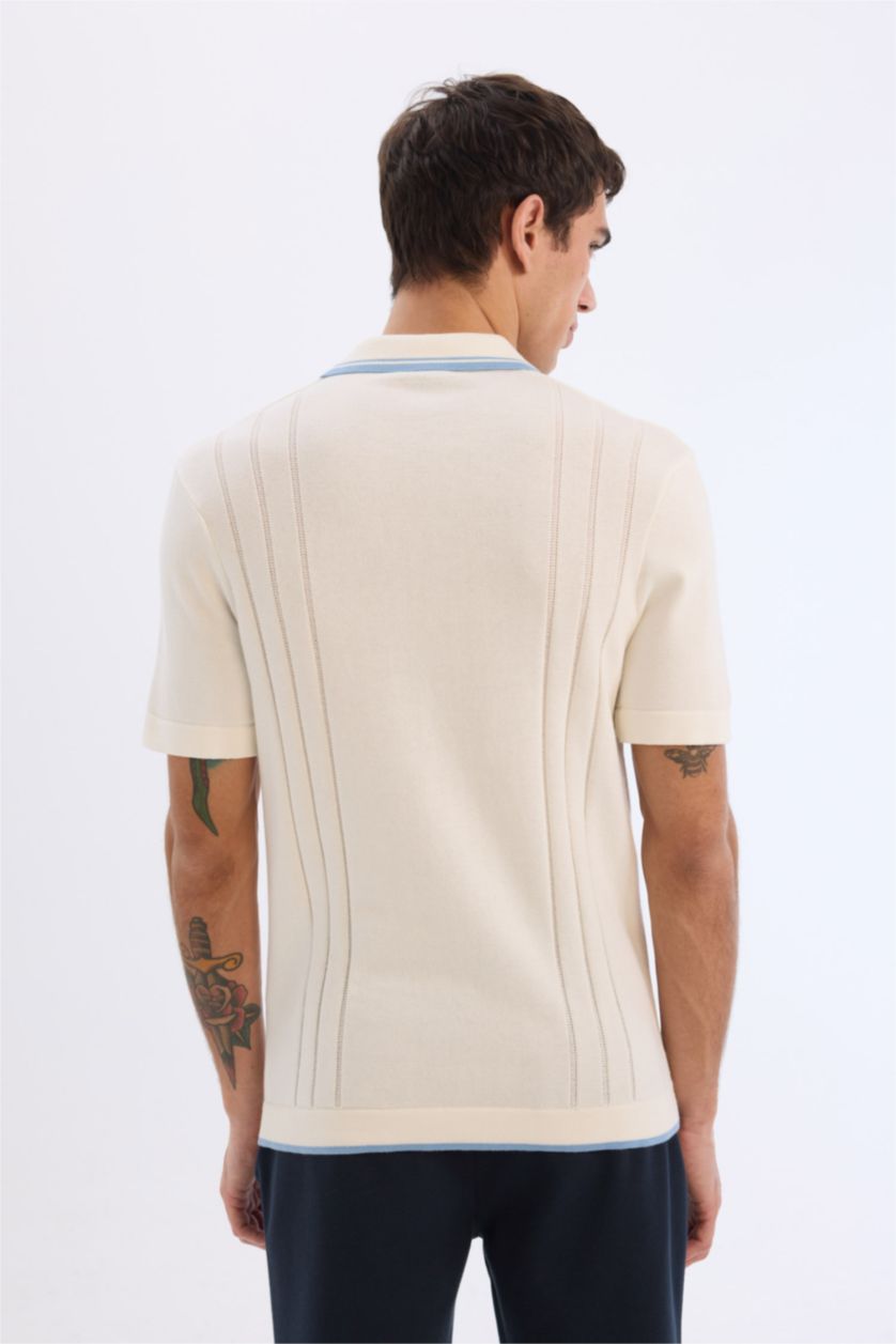 MAN White Standard Fit Short Sleeve Knitwear Polo T-Shirt