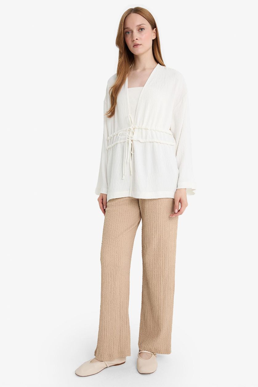 حريمي اللون الحجري بنطلون منسوج قصة مريحة بيج حجري