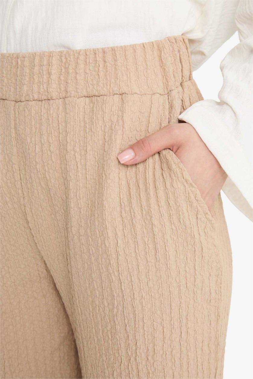 حريمي اللون الحجري بنطلون منسوج قصة مريحة بيج حجري