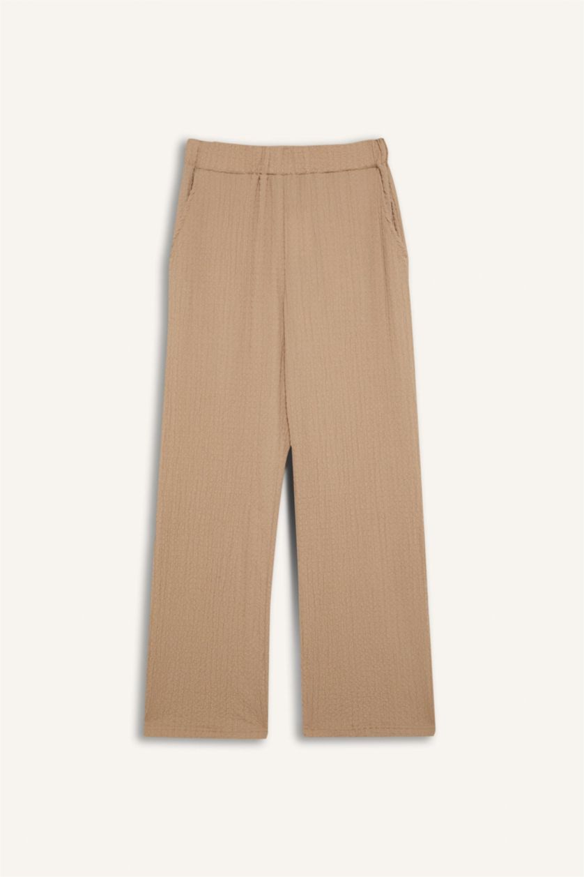 حريمي اللون الحجري بنطلون منسوج قصة مريحة بيج حجري