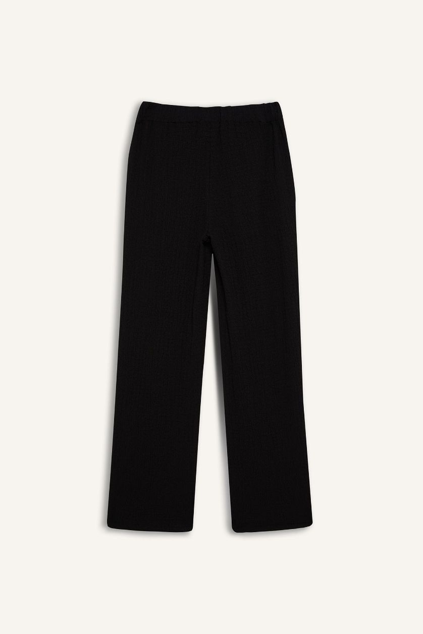 Kadın Siyah Relax Fit Bürümcük Pantolon