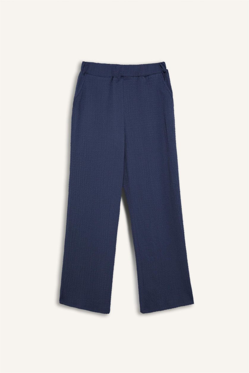 حريمي نيلي فاتح بنطلون منسوج قصة مريحة