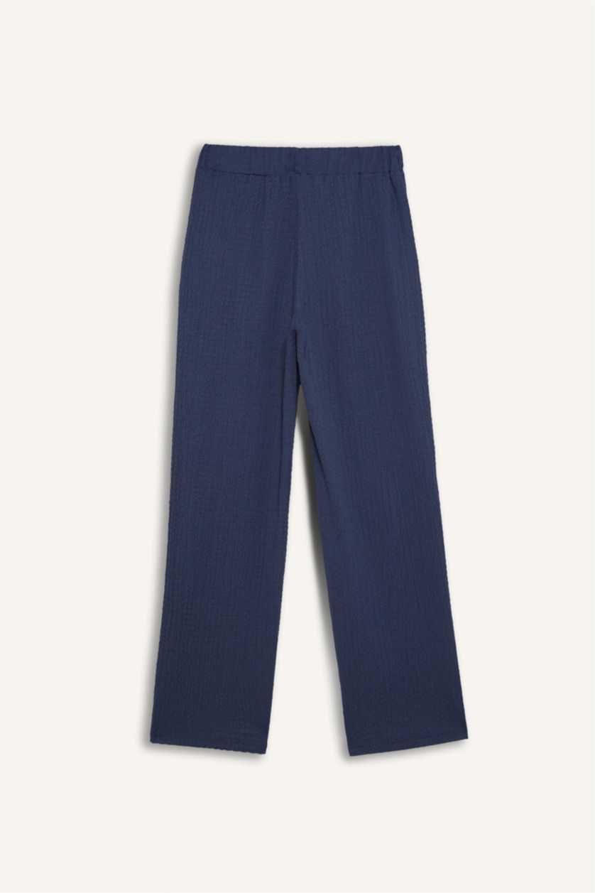 حريمي نيلي فاتح بنطلون منسوج قصة مريحة