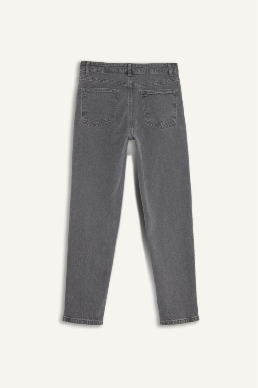 Kadın Antrasit Yüksek Bel Comfort Mom Pantolon