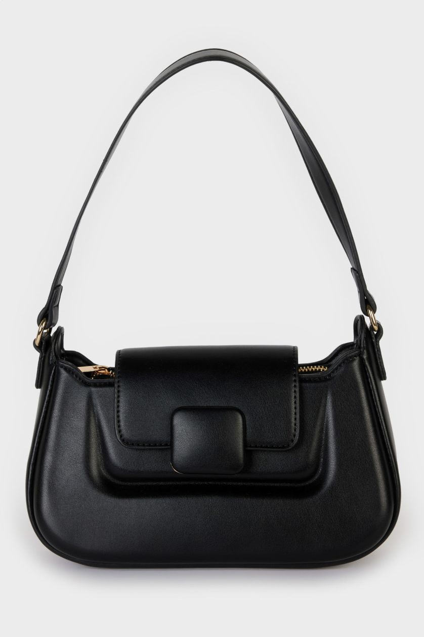 نساء أسود شنطة كتف جلد صناعي