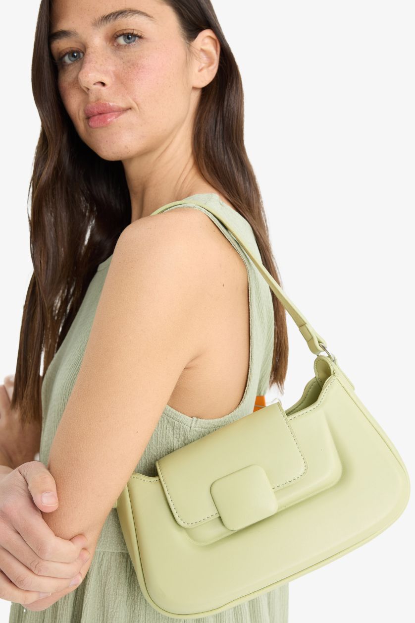 Woman Olive Woman Faux Leather Shoulder Bag