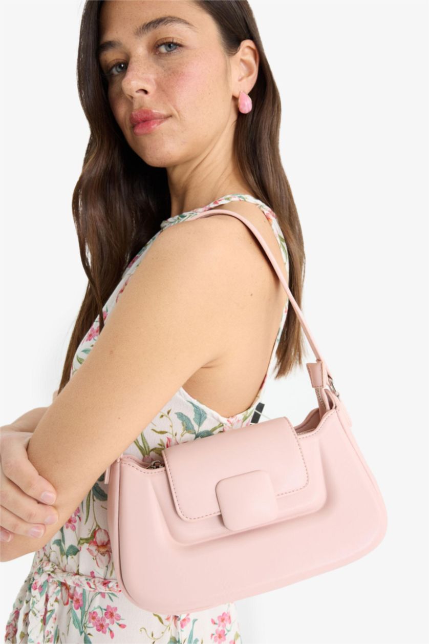 Woman Light Pink Woman Faux Leather Shoulder Bag