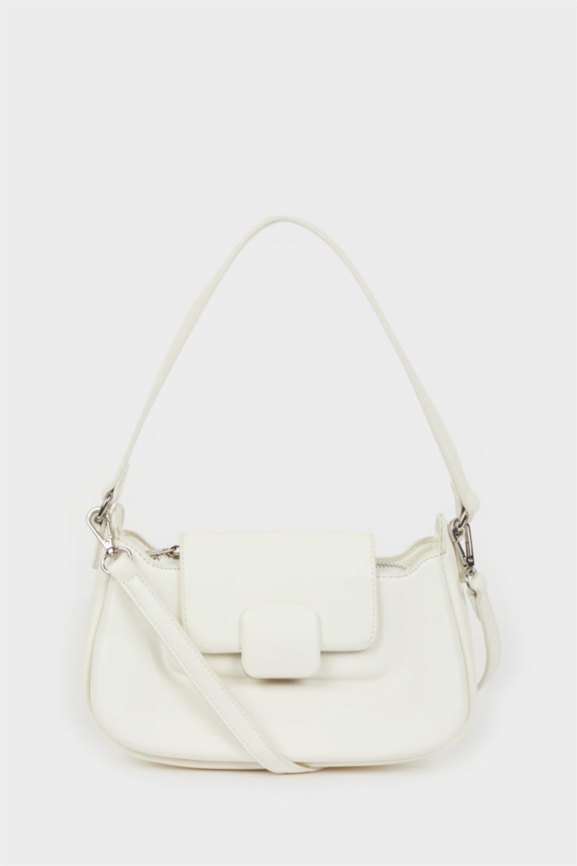 Woman White Woman Faux Leather Shoulder Bag