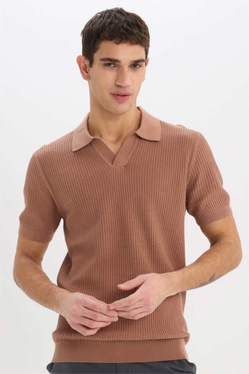 Ерлер Қоңыр поло жаға трикотаж Поло 