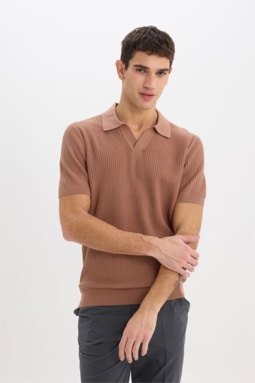 Ерлер Қоңыр поло жаға трикотаж Поло 