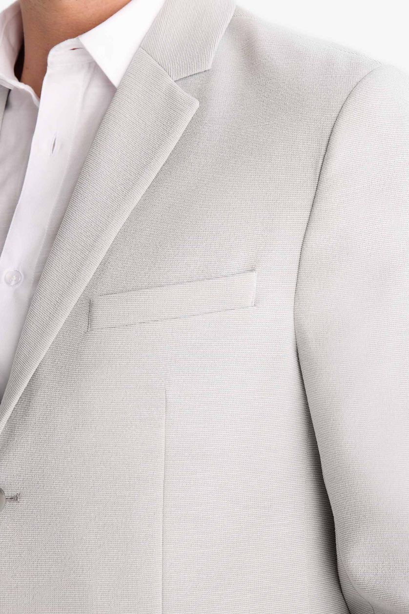 رجال رمادي سترة بليزر سليم فيت محبوك بنصف بطانة