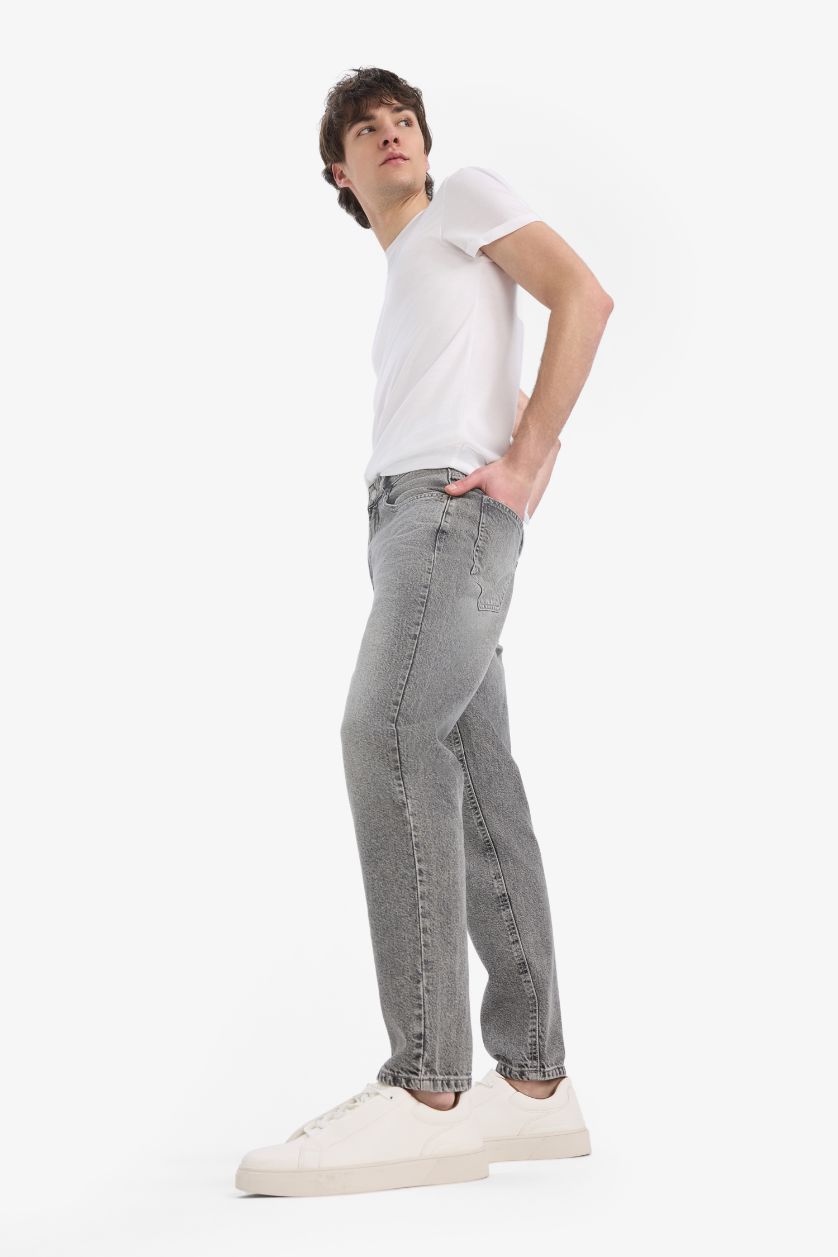 Ерлер Сұр 90 жылдардағы слим пішімі деним слим хем Шалбар