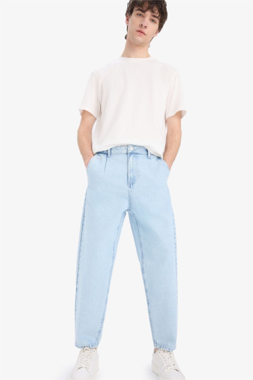 Ерлер Ашық Көк баллон деним кең етек Шалбар