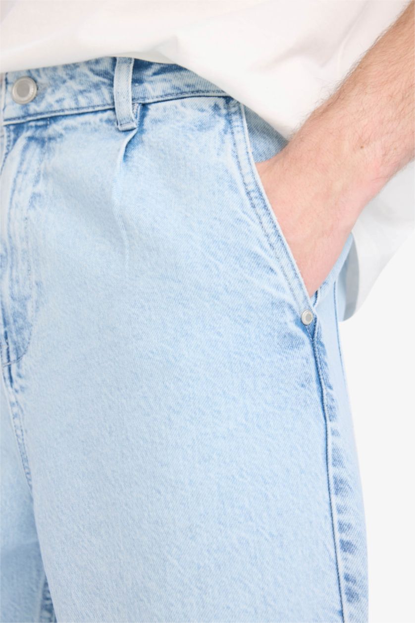 Ерлер Ашық Көк баллон деним кең етек Шалбар