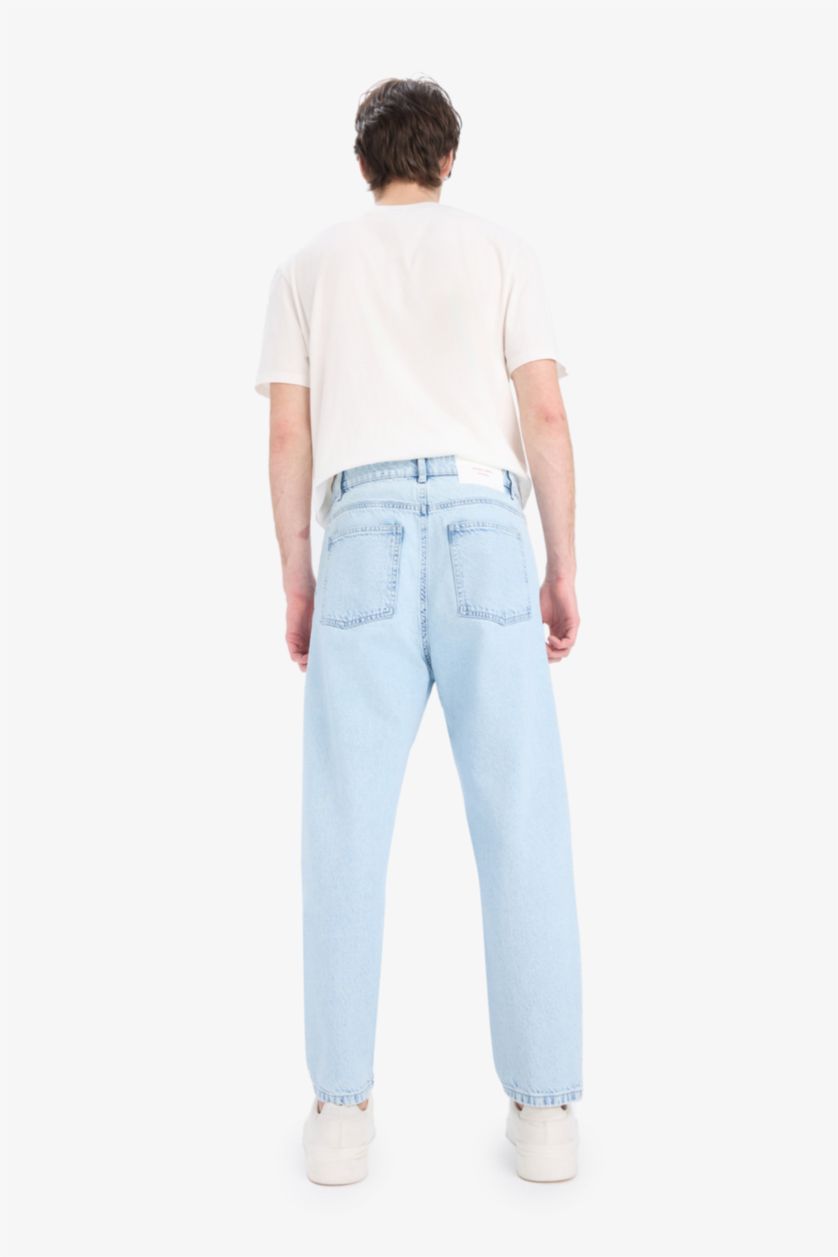 Ерлер Ашық Көк баллон деним кең етек Шалбар