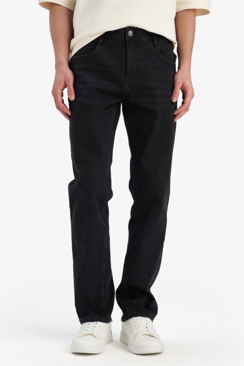 Ерлер қара серджио - қалыпты пішім деним тұрақты етек Шалбар