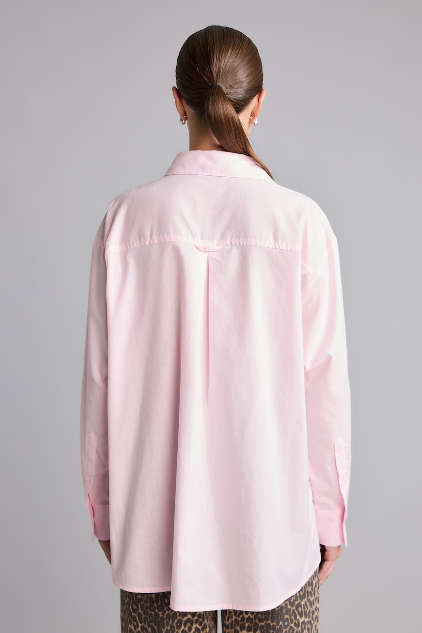 WOMAN Light Pink Oversize Shirt Collar Poplin Long Sleeve Shirt