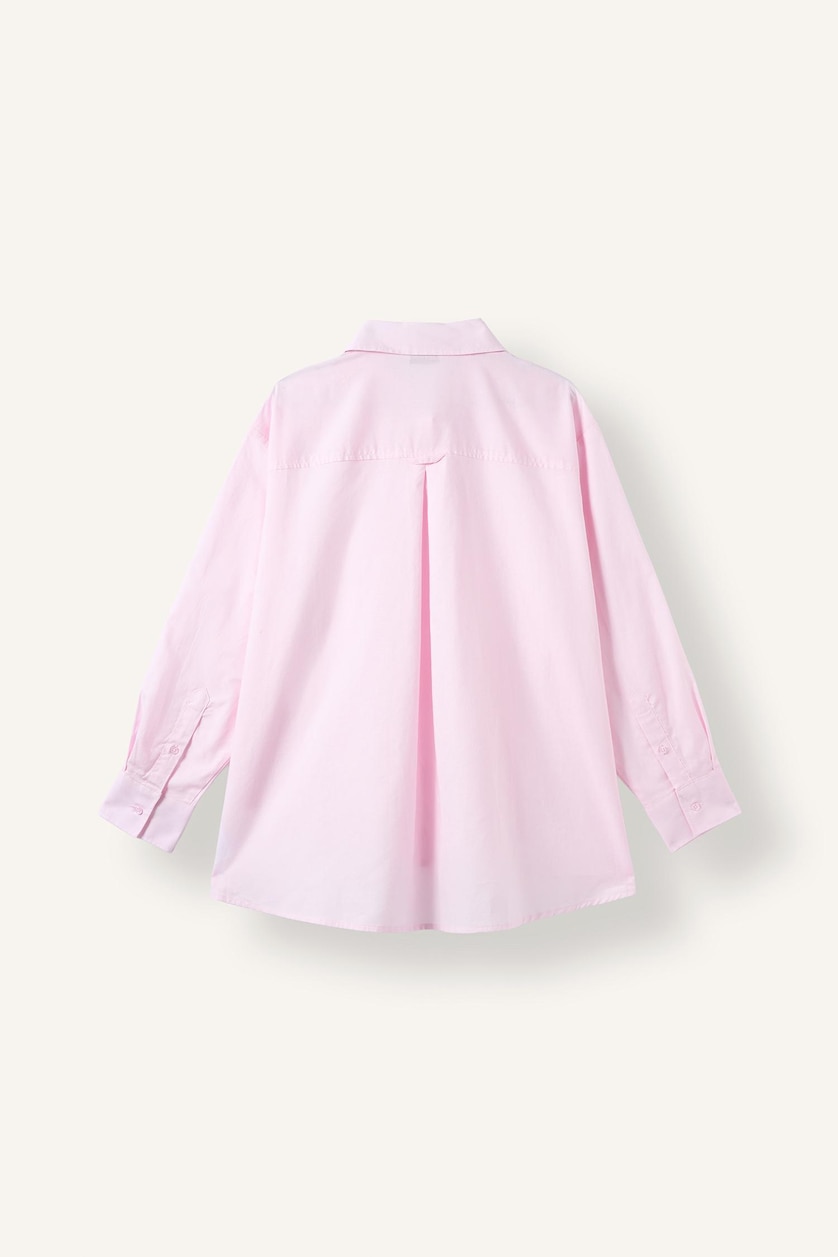 WOMAN Light Pink Oversize Shirt Collar Poplin Long Sleeve Shirt