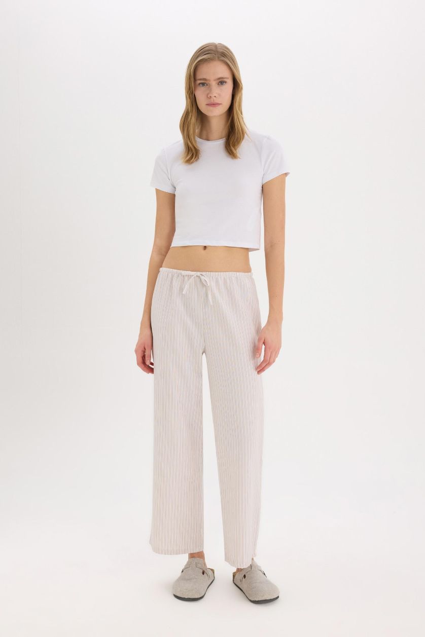 WOMAN Beige Regular Fit Poplin Bottom