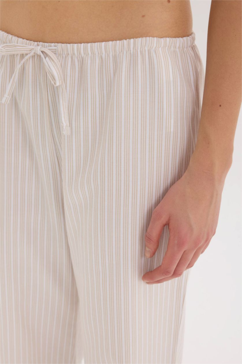 WOMAN Beige Regular Fit Poplin Bottom