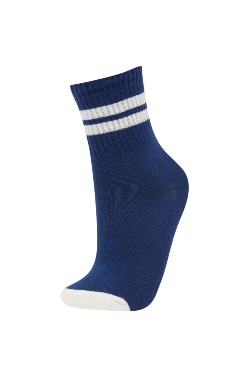 Erkek Çocuk - Genç Erkek Beyaz Erkek Çocuk 5'li Pamuklu Uzun Çorap