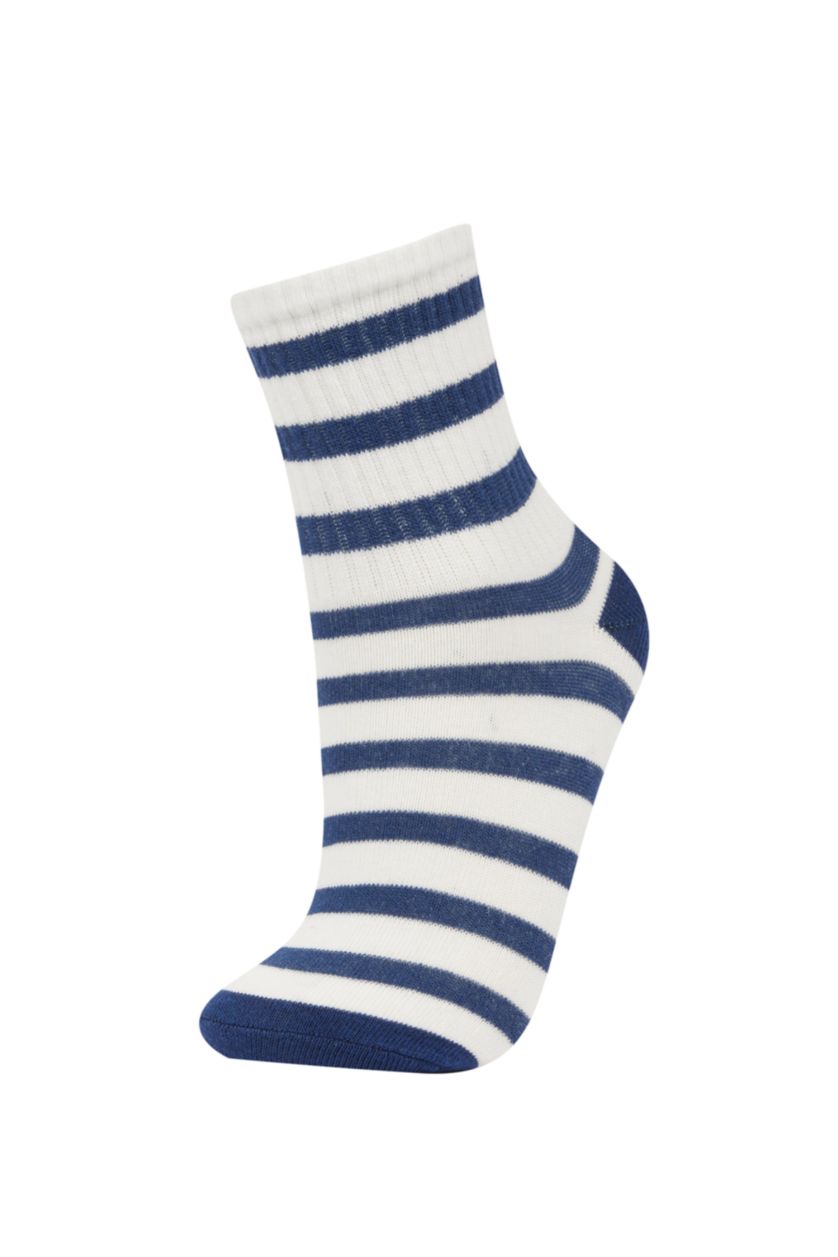 Erkek Çocuk - Genç Erkek Beyaz Erkek Çocuk 5'li Pamuklu Uzun Çorap