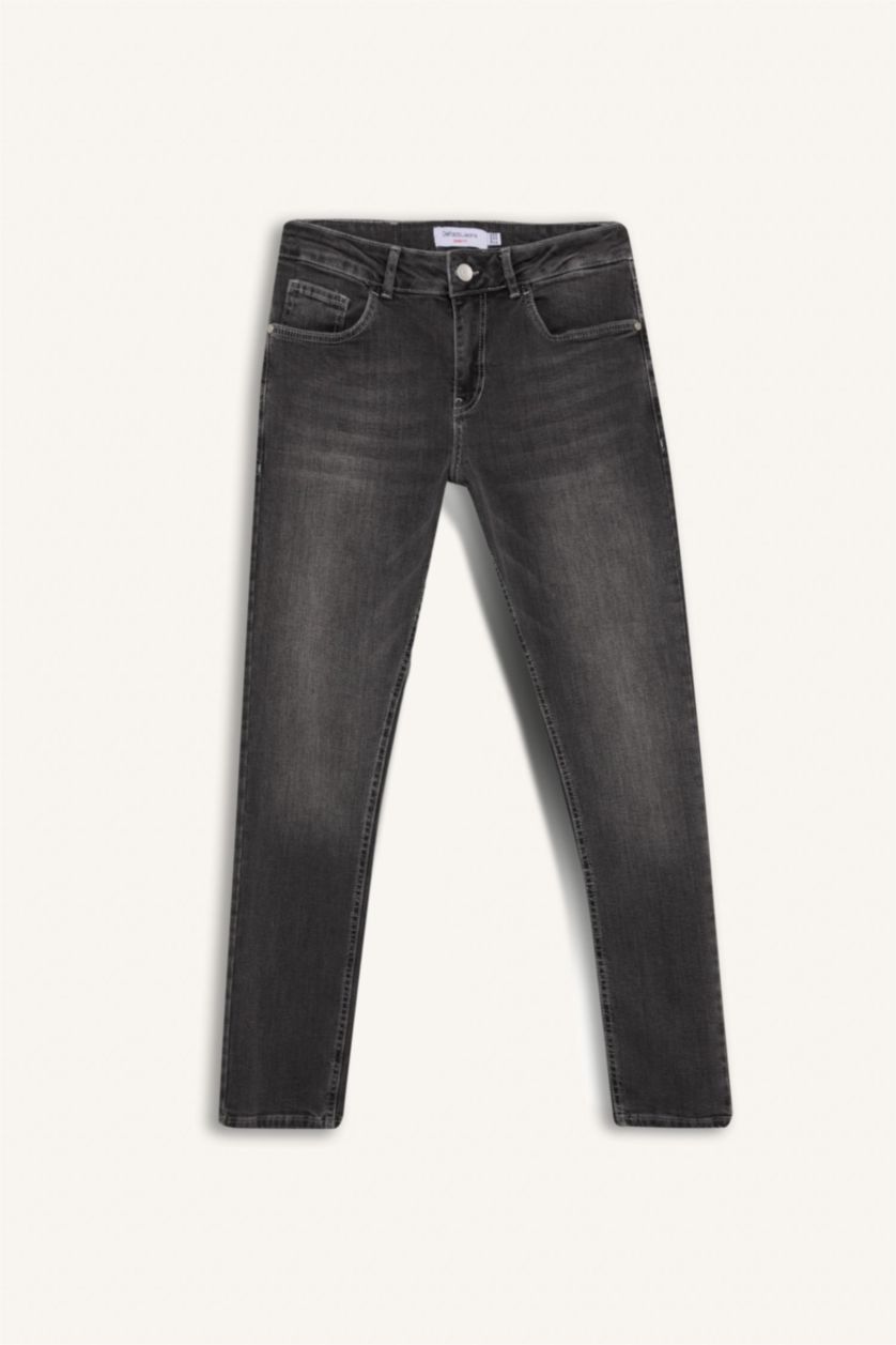 Erkek Gri Carlo Skinny Fit Ekstra Dar Kalıp Normal Bel Ekstra Dar Paça Jean Pantolon