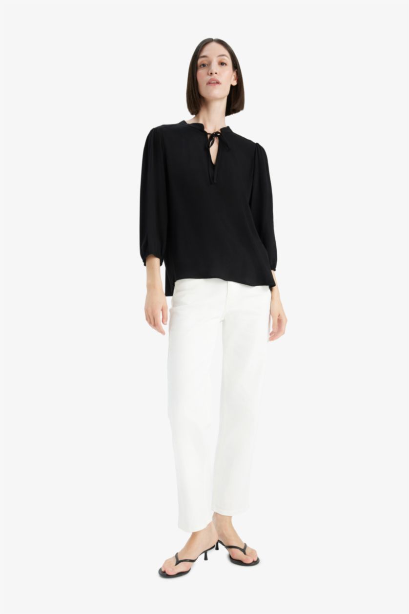 WOMAN Black Regular Fit Long Sleeve Blouse